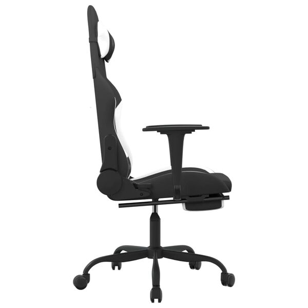 vidaXL Gaming Chair Black and White Fabric (100% polyester), metal, plywood
