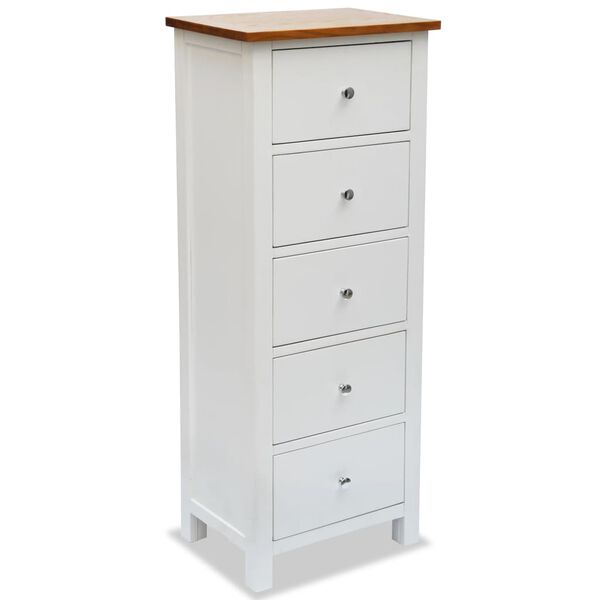 vidaXL Tall Chest of Drawers 17.7"x12.6"x45.3" Solid Oak Wood