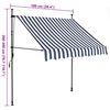 vidaXL Retractable Awning Blue and White Polyester with PU Coating, Steel