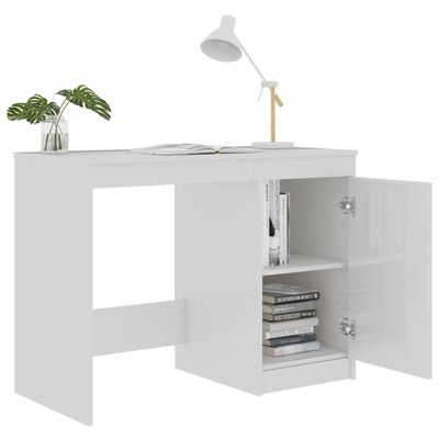 vidaXL Desk High Gloss White 39.4"x19.7"x29.9" Chipboard
