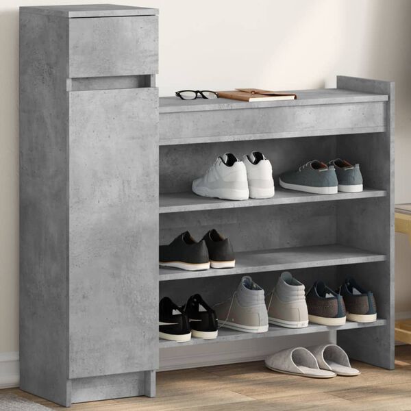 vidaXL Shoe Cabinet Concrete Gray 39.6"x11"x39.4" Engineered Wood