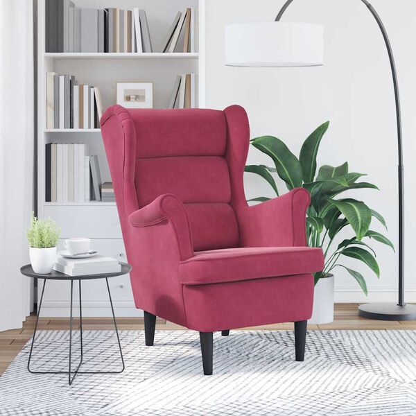 vidaXL Armchair Wine Red Velvet, Plywood Standard Durable Armchair