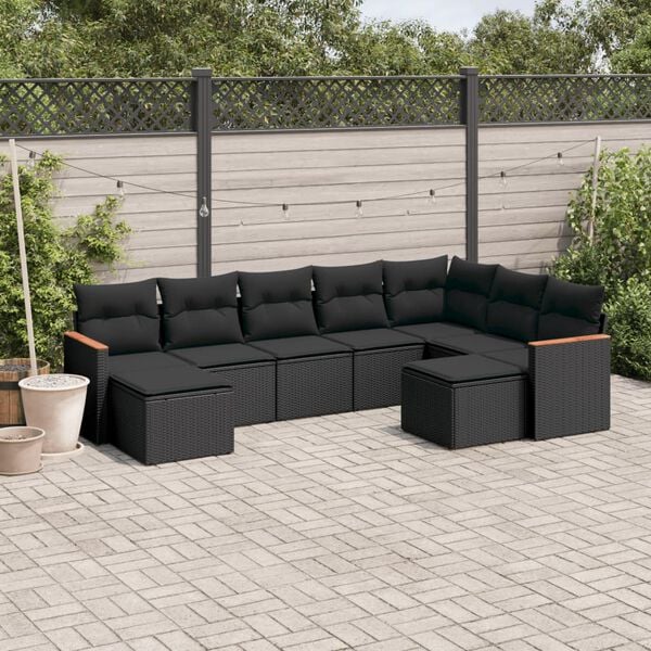vidaXL Garden Sofa Set Black