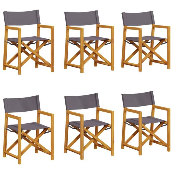 vidaXL Folding Garden Chair Set of 6 Dark grey