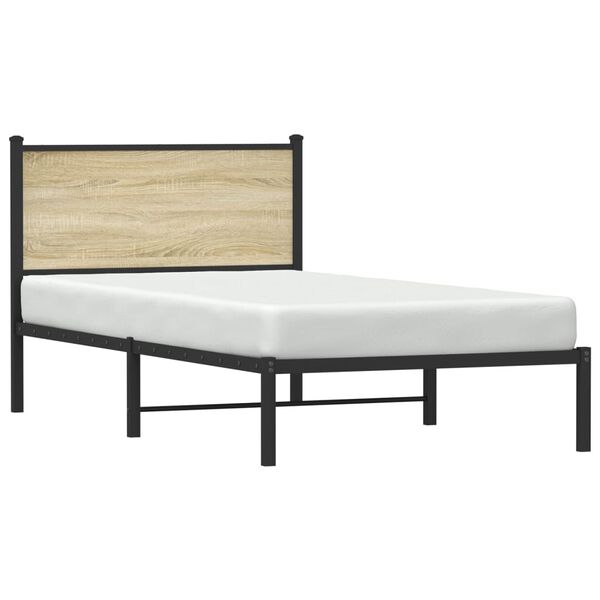 vidaXL Bed Frame Sonoma oak Steel, engineered wood Twin Bed Frame