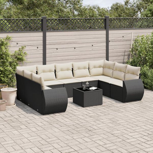 vidaXL Garden Sofa Set Black, Cream White