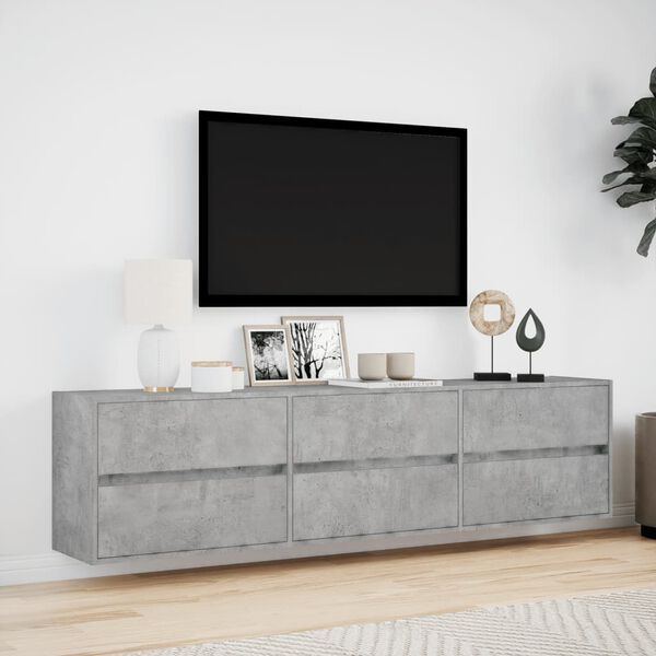 vidaXL TV Wall Cabinet Concrete Gray Engineered Wood Large