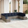 vidaXL Garden Sofa Set with Cushion 10 pcs Grey Poly Rattan