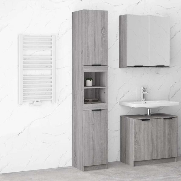 vidaXL Bathroom Cabinet Grey Sonoma Engineered Wood Tall