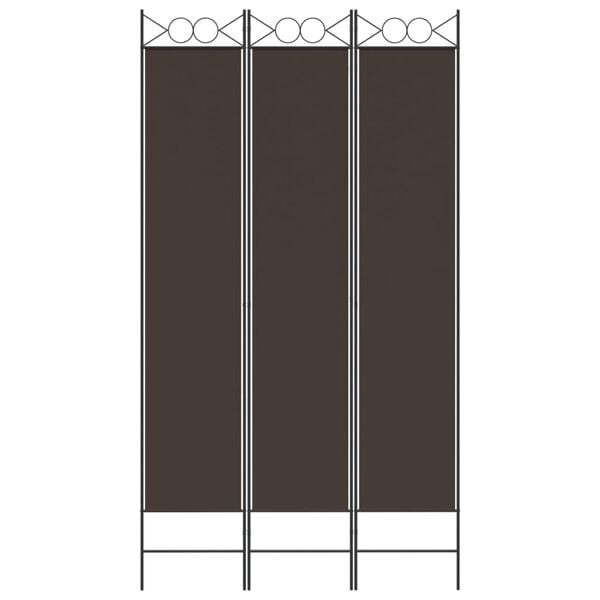 vidaXL 3-Panel Room Divider Brown 47.2"x86.6" Fabric