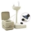 vidaXL Portable Camping Toilet 2.6+2.6 gal and Handwash Stand 5.3 gal Set Gray
