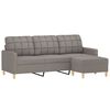 vidaXL 3-Seater Sofa with Footstool Taupe 70.9" Fabric