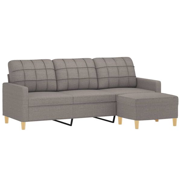 vidaXL 3-Seater Sofa with Footstool Taupe 70.9" Fabric