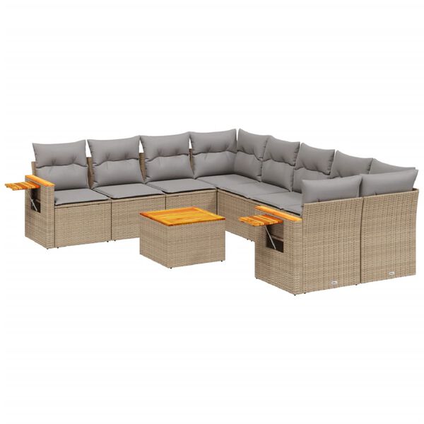 vidaXL Garden Sofa Set Beige PE Rattan Large Modular Garden Sofa Set