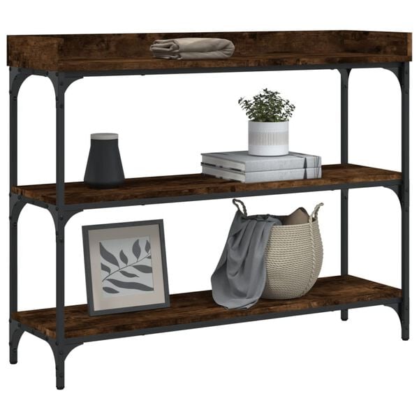 vidaXL Console Table Smoked Oak Engineered wood, Metal
