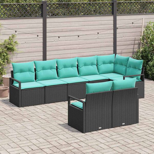vidaXL Sofa Set 8 pcs Black Poly Rattan