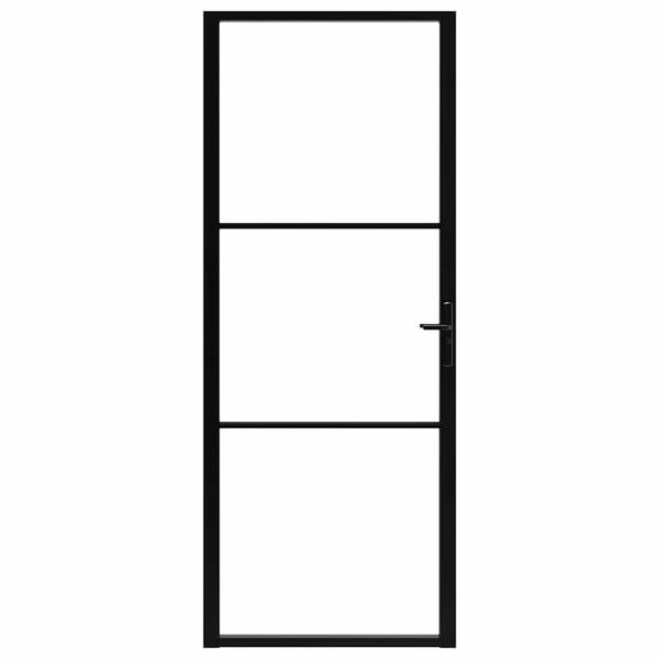 vidaXL Interior Door ESG Glass and Aluminum 32.7"x79.3" Black