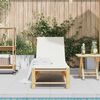 vidaXL Sun Lounger Cream White Bamboo Standard Adjustable Armrests