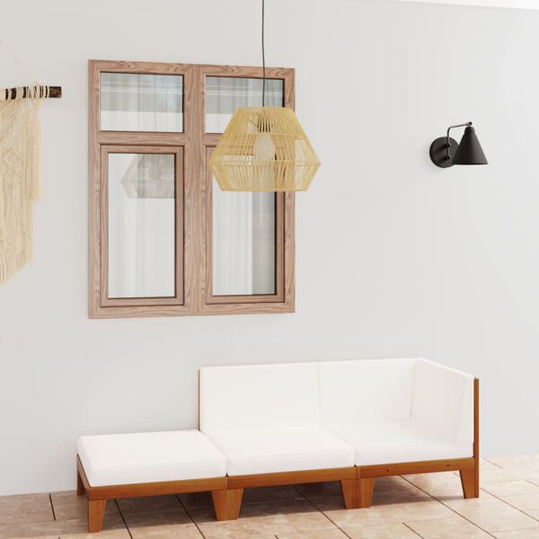 vidaXL Garden Lounge Set Cream white Solid acacia wood, 100% polyester