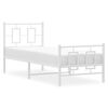 vidaXL Bed Frame White Powder-coated steel Twin Bed Frame Rectangular