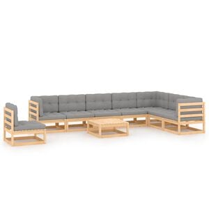 vidaXL Garden Lounge Set Natural Wood Solid pinewood 9 Piece Set Modular