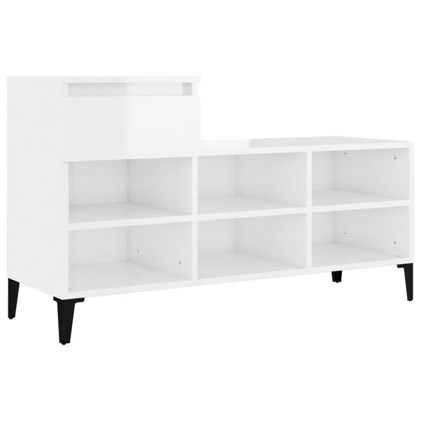 vidaXL Shoe Cabinet High gloss white Engineered wood Medium Shoe Cabinet