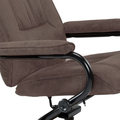 vidaXL Swivel Recliner with Ottoman Brown Faux Suede Leather