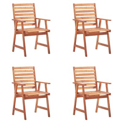 vidaXL Patio Dining Chairs 4 pcs with Cushions Solid Acacia Wood