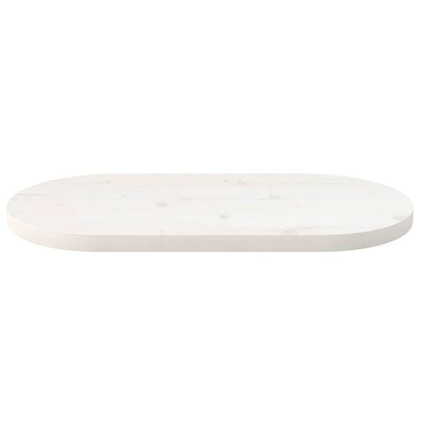 vidaXL Table Top White Solid Pine Wood Small Table Top Oval Rustic