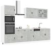 vidaXL Kitchen Cabinet Set Concrete Grey Engineered Wood & Glass