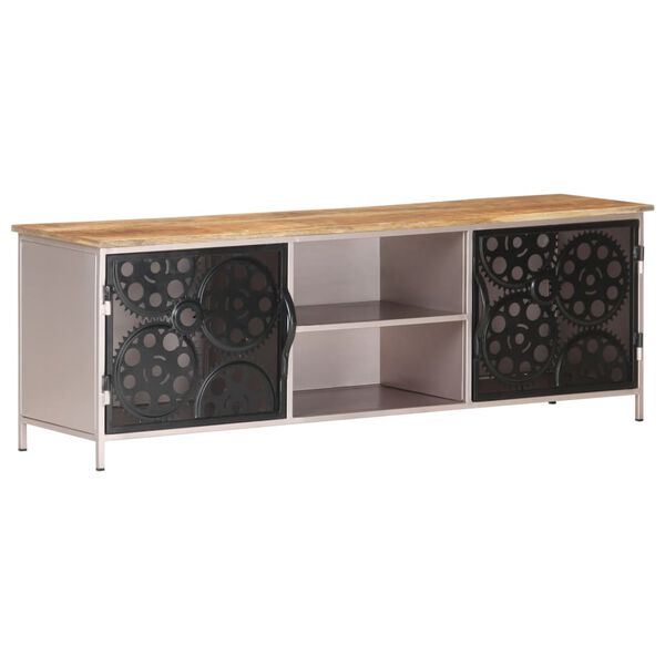 vidaXL TV Cabinet Rough Mango Wood with Iron Accents