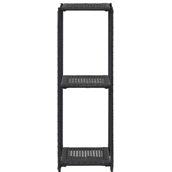 vidaXL Storage Shelf Black Poly rattan Compact Storage Shelf Square