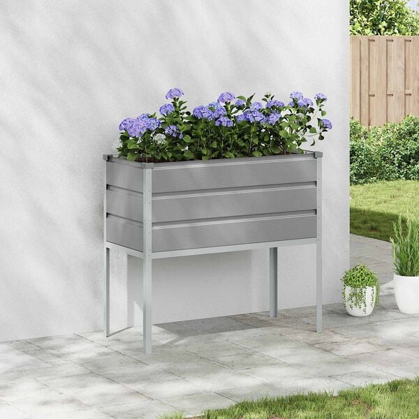 vidaXL Planter Light Grey 100 x 45 x 90 cm Galvanised Steel