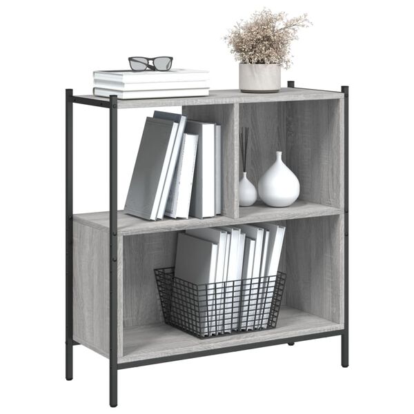 vidaXL Bookcase Grey sonoma Engineered Wood, Powder-Coated Steel Medium