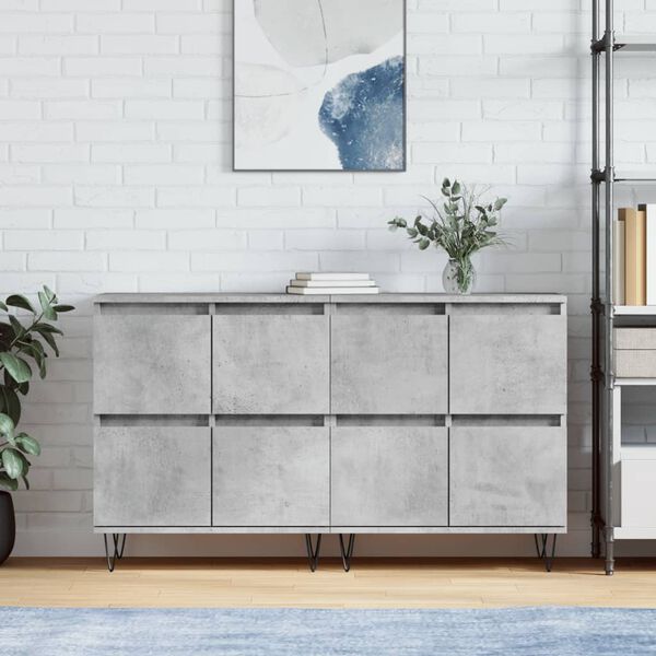 vidaXL Sideboard Set of 2 Concrete Gray Engineered Wood Large
