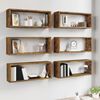 vidaXL Wall Cube Shelf Set of 6 Smoked oak Engineered wood Medium