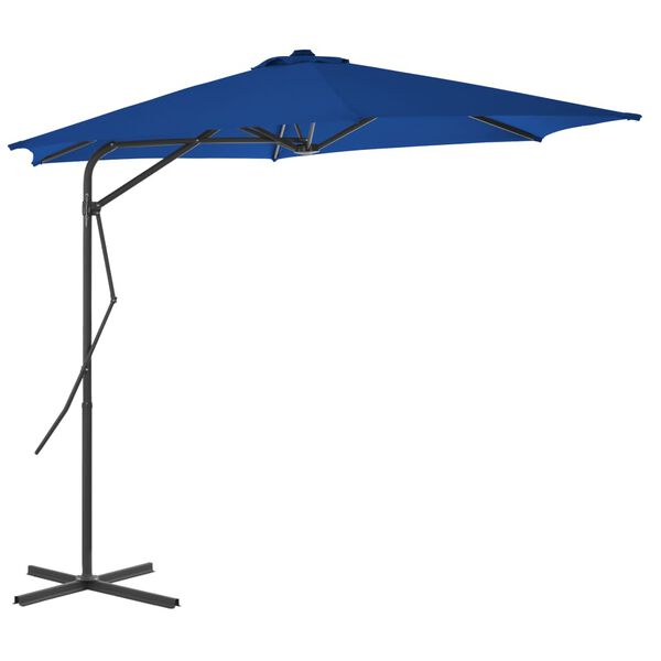 vidaXL Garden Parasol Blue Polyester, Steel Large Rotatable
