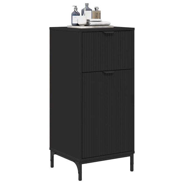 vidaXL Bathroom Cabinet with Drawer Black 15.55 x 14.17 x 34.65 in