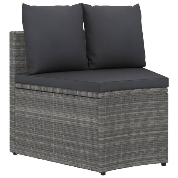 vidaXL 7 Piece Patio Sofa Set with Cushions Poly Rattan Gray