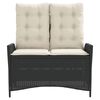 vidaXL Reclining Patio Bench with Cushions Black Poly Rattan
