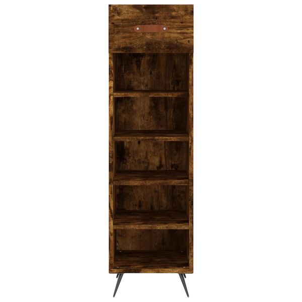 vidaXL Shoe Cabinet Smoked oak Engineered wood, iron, faux leather Medium