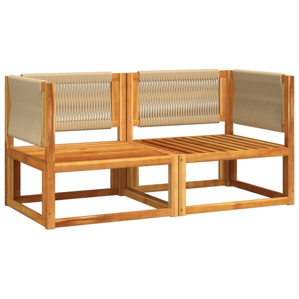 vidaXL Garden Sofas Corner with Cushions 2 pcs Wood Acacia&Rope