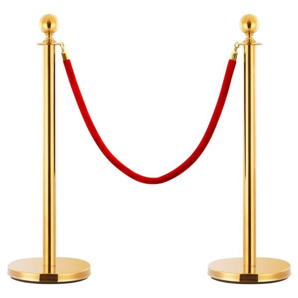 vidaXL Stanchion Stand Rope Red and Golden Velvet