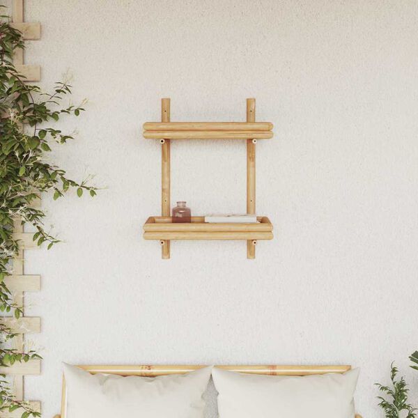 vidaXL Wall Shelf with Shelf Wall-mounted Brown 45 x 26 x 60 cm bamboo