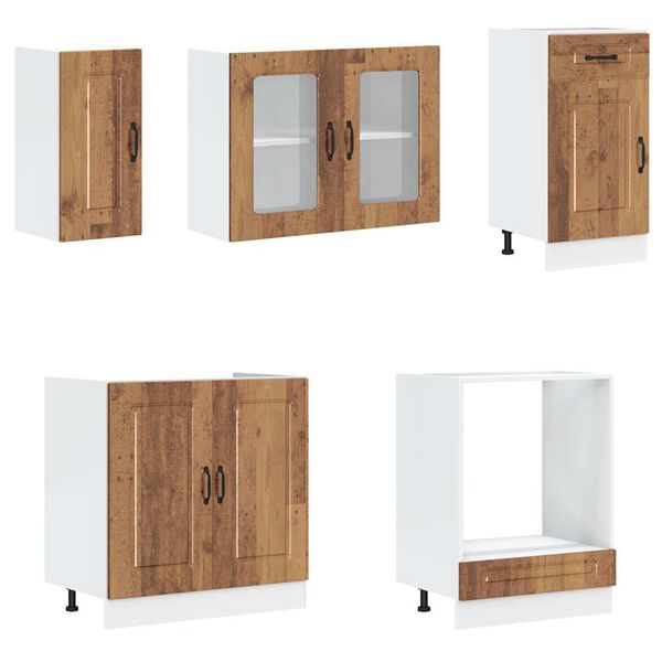 vidaXL Kitchen Cabinet Set Old wood Engineered wood and glass 8-piece set