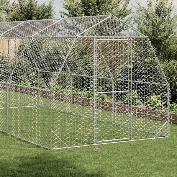 vidaXL Chicken Run Galvanized Steel Large Durable Chicken Run
