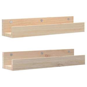 vidaXL Wall Shelf Natural Wood Solid Pine Wood 19.7 in x 4.7 in x 3.5 in