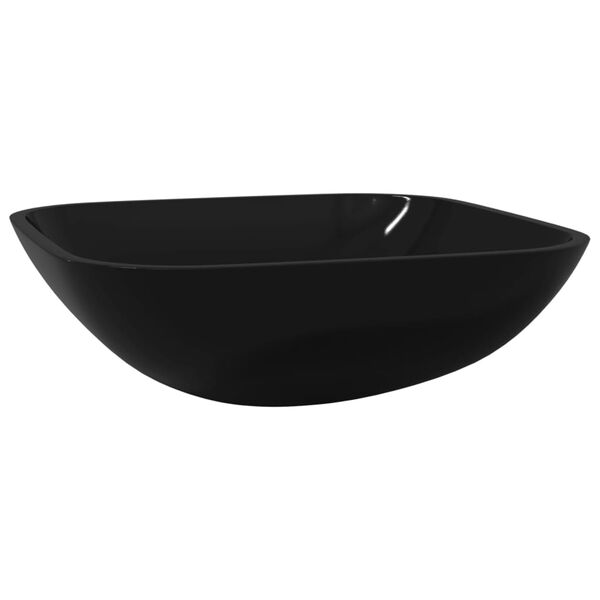 vidaXL Basin Glass 16.5x16.5x5.5" Black
