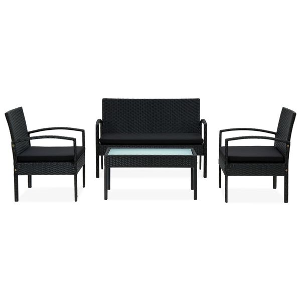 vidaXL Garden Sofa Set Black