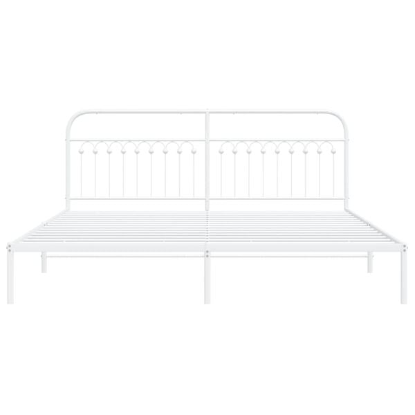 vidaXL Bed Frame White Steel Full Bed Frame Rectangular Traditional